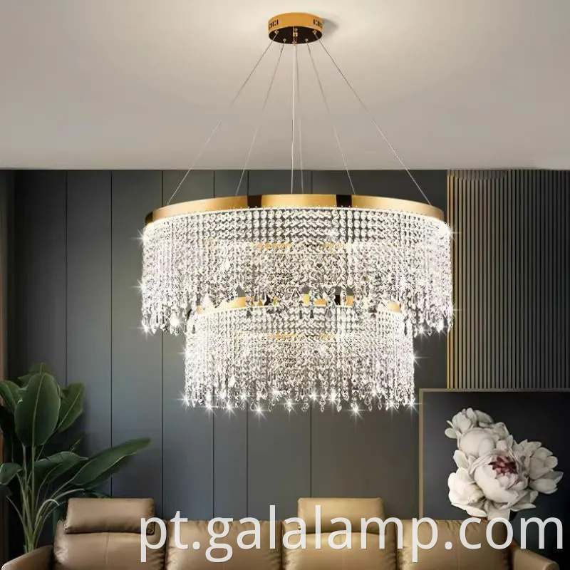 Luz de cristal de ouro luxuoso para casamentos elegantes